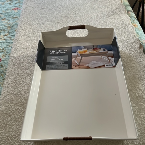 BHG White Rectangle Galvanized Steel Bed Serving Tray, 18.7 in L x 12.2 in - Picture 6 of 7